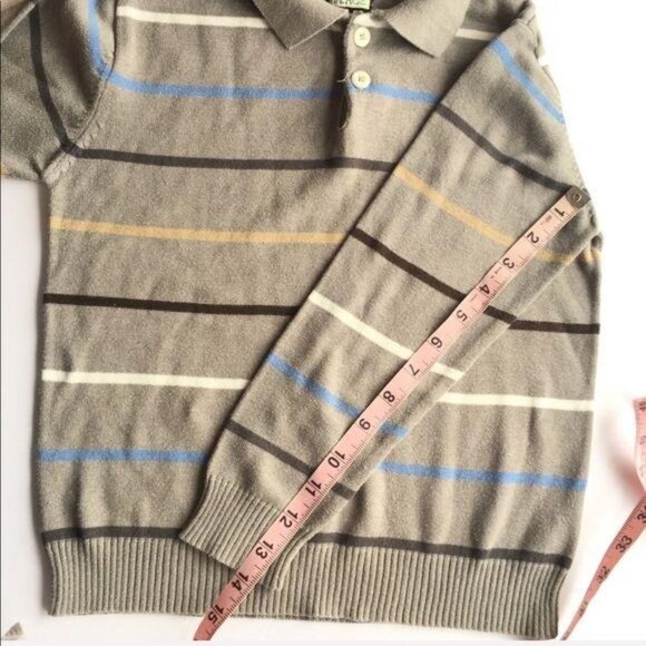 The Childrens Place Gray Striped Polo Sweater S 5 Cotton Blend Long Sleeve - Picture 5 of 6